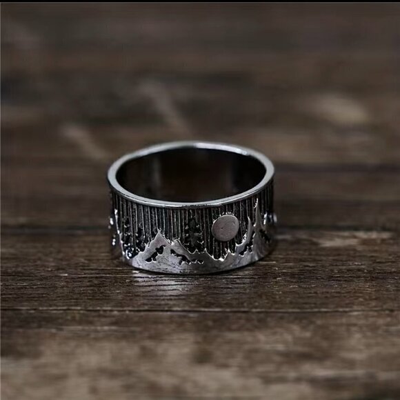 Boho Landscape / Nature and Moon Ring Funky and Chunky #752 - Picture 7 of 7